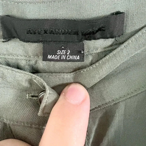 Alexander Wang Shirt Front Tie Waist Full Button Army Green Silky Skirt Size 2 - Picture 12 of 16